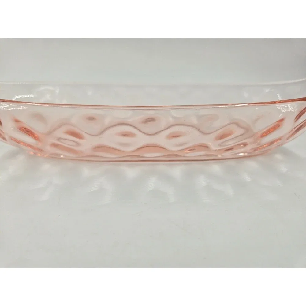 Lot of Vintage Pink Floral Depression Glass Pieces Nappy Triangle Dish Handled